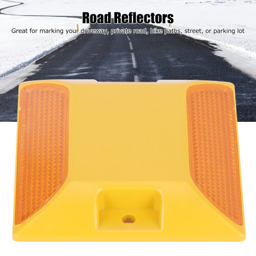 Pavement Road Studs 6PCS Double Yellow Plastic Reflectors for Driveway 2