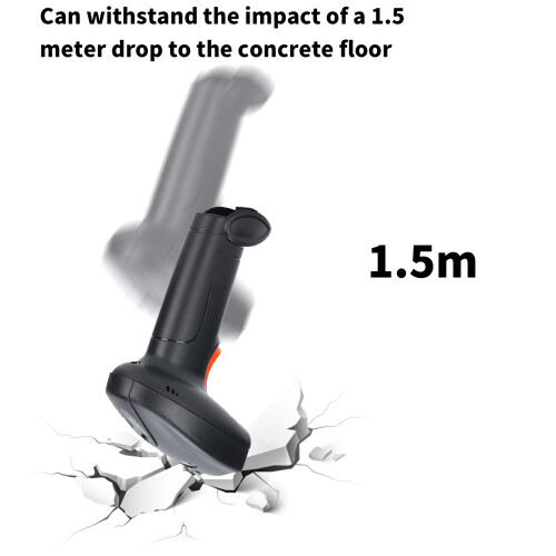 Handheld Wireless Barcode Scanner U2-W 1.6W 2000mAh, Dustproof Waterproof Black/Orange 2