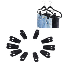 10PCS Black Flocking Velvet Hanger Clips Non-Slip Pants Skirt Suit