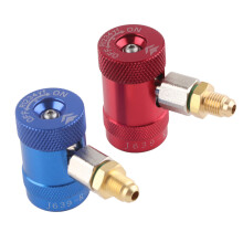 Car A/C Quick Adapter HS-1234YF, Stainless Steel Brass, 1/4in, Red/Blue