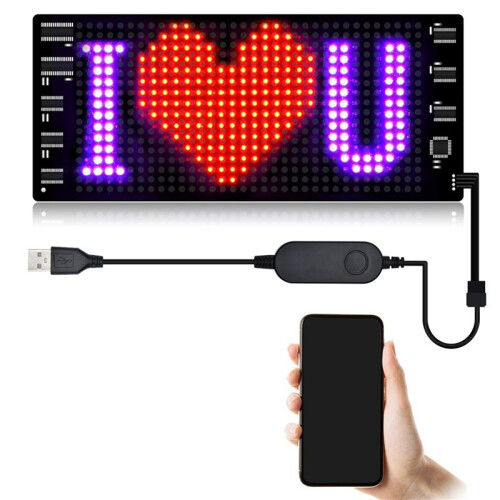 2X LED Pixel Panel,USB 5V Flexible LED Module RGB Scrolling Text Animation Display, APP,16X32 LEDs 7x17CM 1