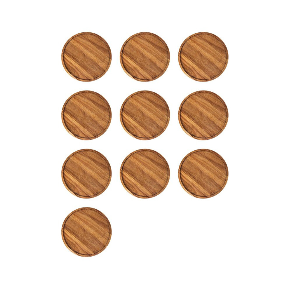 10X Round Wood Tray,Wooden Serving Tray,Serving Platter,Appetizer Charcuterie Board, For Kitchen/Countertop A Brecantia