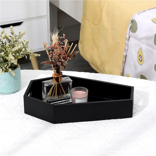 2X Coffin Shape Black Tray Storage Box Gothic Wood Tray Decoration Birthday Present Gift 2