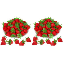 200 PCS Artificial Red Strawberries Fake Plastic Strawberry Decor for Home Kitchen Festival Party Photography Cake
