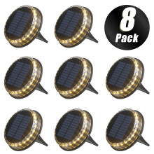 8 Stück Solar-Bodenleuchten mit warmweißem LED-Licht, IP68 wasserdicht, für den Außenbereich, geeignet für Gartenwege, Terrassen und Balkone.
