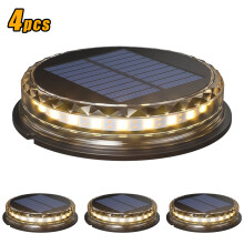 4er-Pack Solar-Bodenleuchten mit warmweißem LED-Licht, IP68 wasserdicht, für den Außenbereich, geeignet für Gartenwege, Terrassen und Balkone.