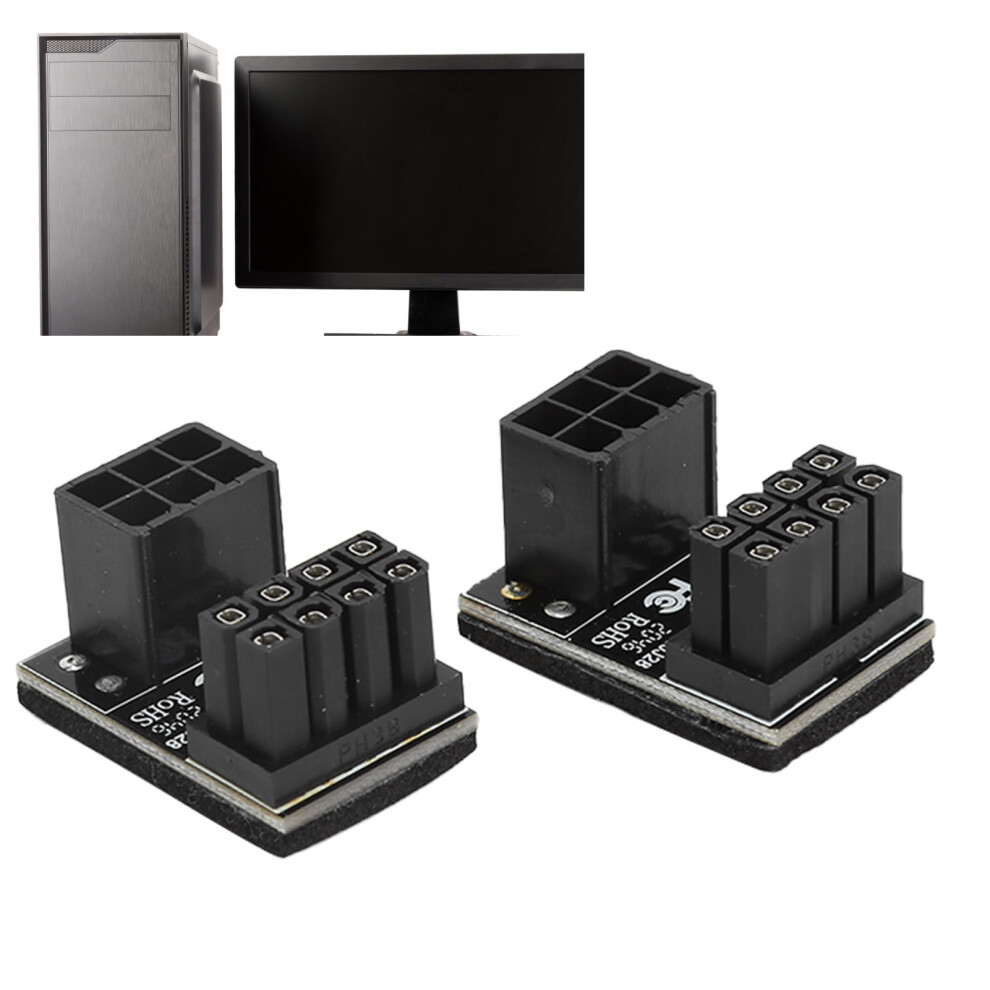 2Pcs 6Pin Female To 8Pin Male Power Adapter, 180 Angled, Black 4301391709500