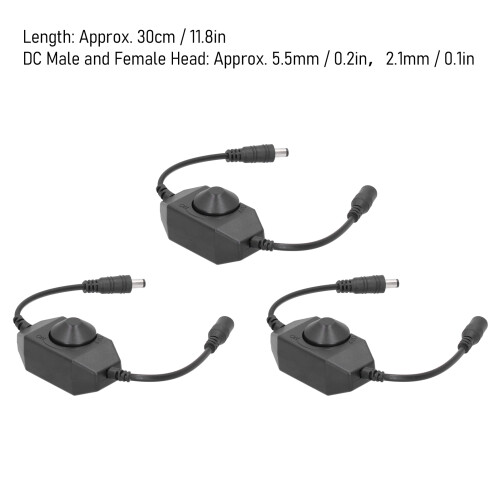 3Pcs LED Dimmer Switch Adapter, 12V-24V Brightness Control, 30cm 2