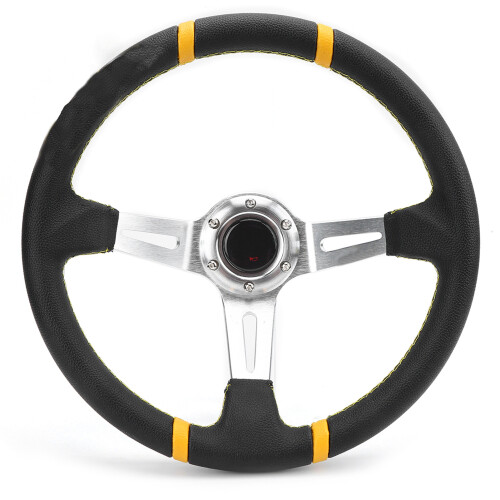 14in Hand Stitched Racing Steering Wheel PU 1