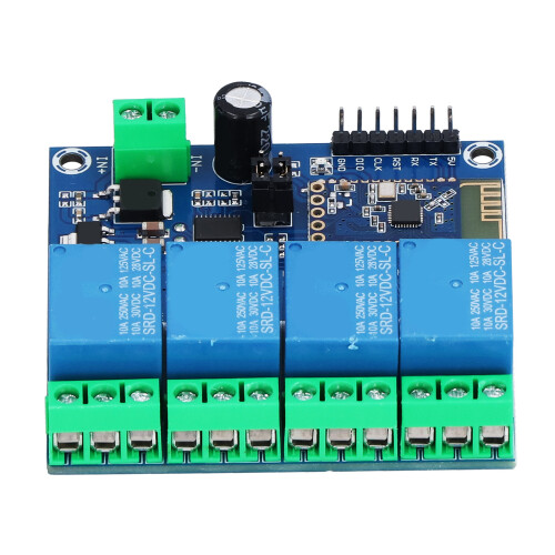 4 Channel Bluetooth Relay Module DC12V with Indicator Light, 63x63mm 1