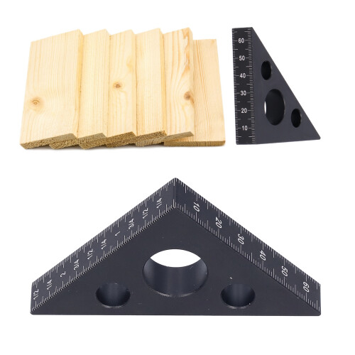 45 Aluminum Alloy Triangle Ruler, 15mm Thickness, Black
