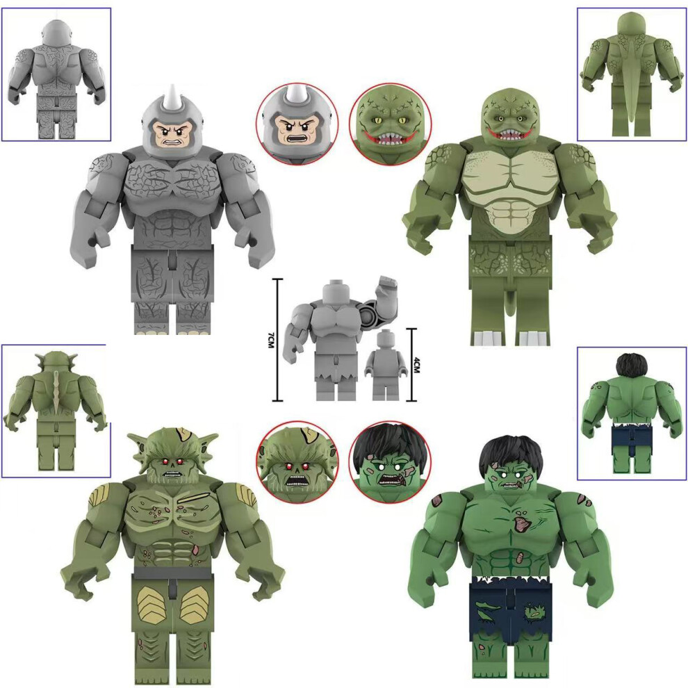 Photos - Construction Toy 4pcs Rhino Man Lizard Man Hulk Hates Mini Figures Building Blocks Toys Gift