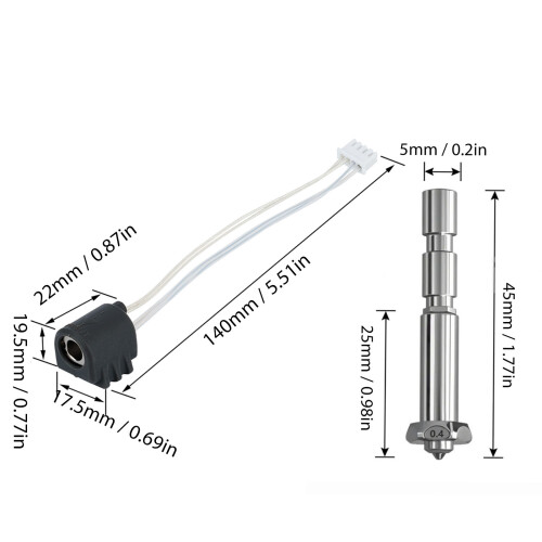 Kobra 3 Maximum Hotend-Kit 0,4 mm gehärteter Stahl 1