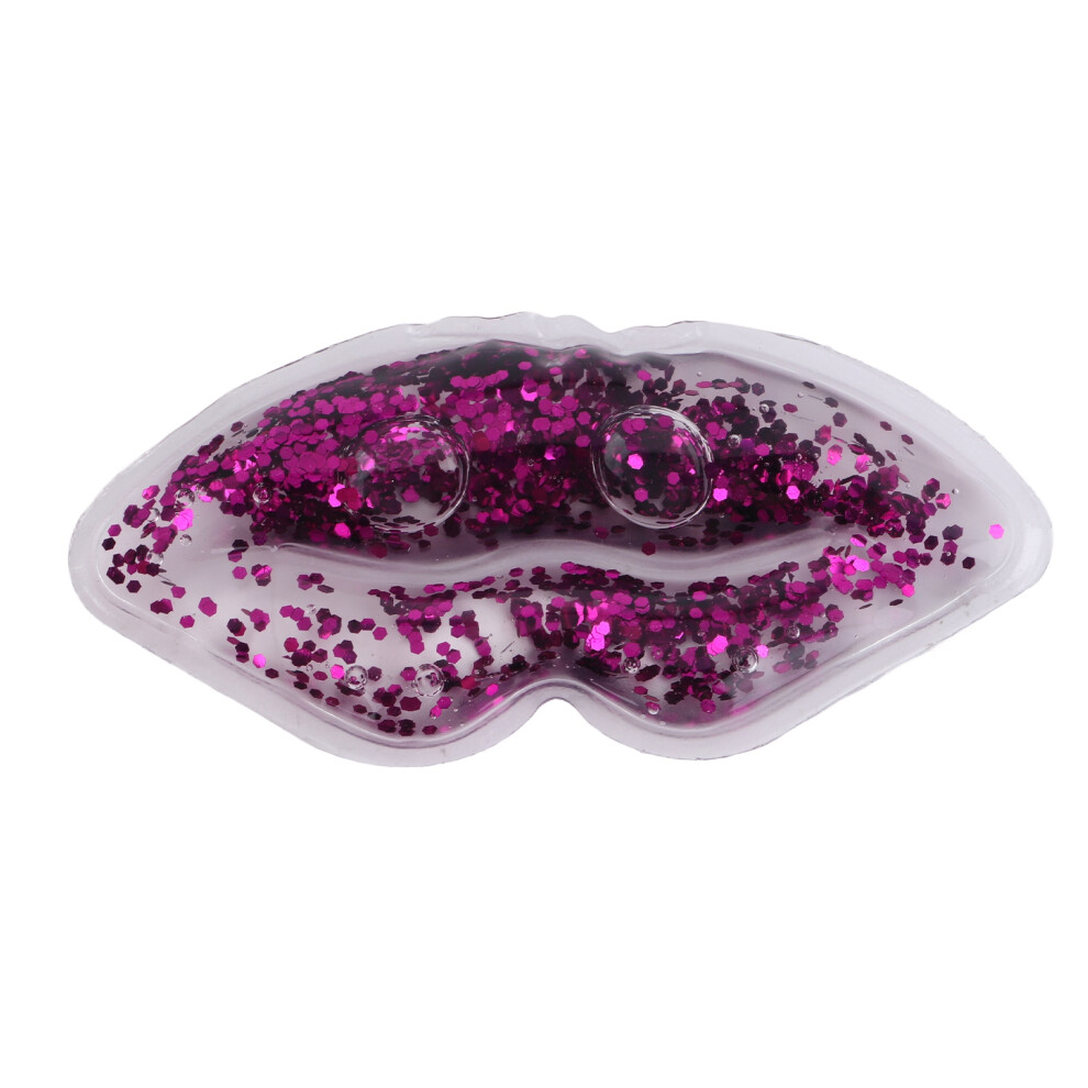 Purple Hot Cold Lip Gel Pack With Glitter Sequins For Swelling Relief
