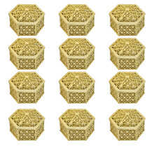 12 Süßigkeitendosen Gold Sechseckig für Gäste