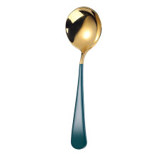 Long Handle Soup Spoon, Portable Dining Spoon for Kitchen Restaurant Camping Picnic, Easy to Carry Green