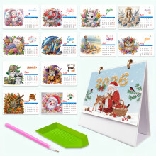 (2026-A) DIY Diamond Painting 2026 Desktop Calendar Kit, Monthly Paper Art with Special Drilling, Creative Home Office Decoration
