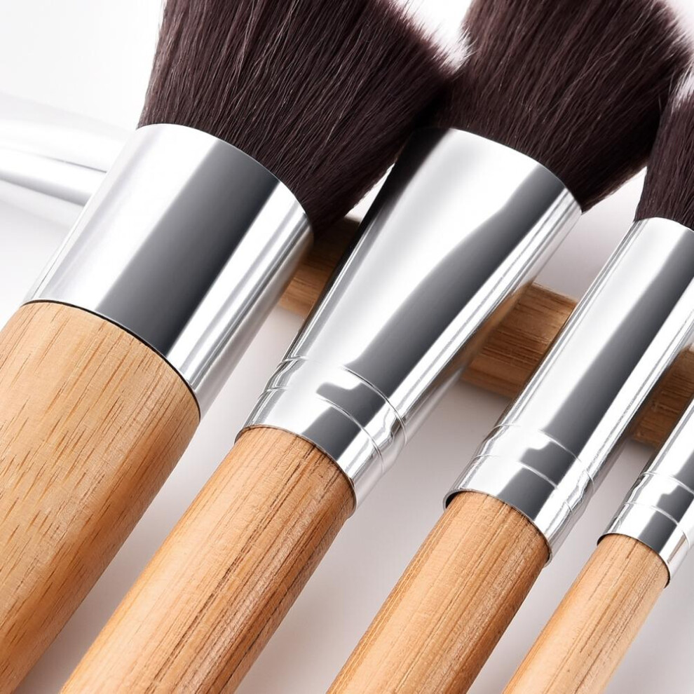 Natural Bamboo Makeup Brush Set, Soft Powder & Cream Cosmetics Kit