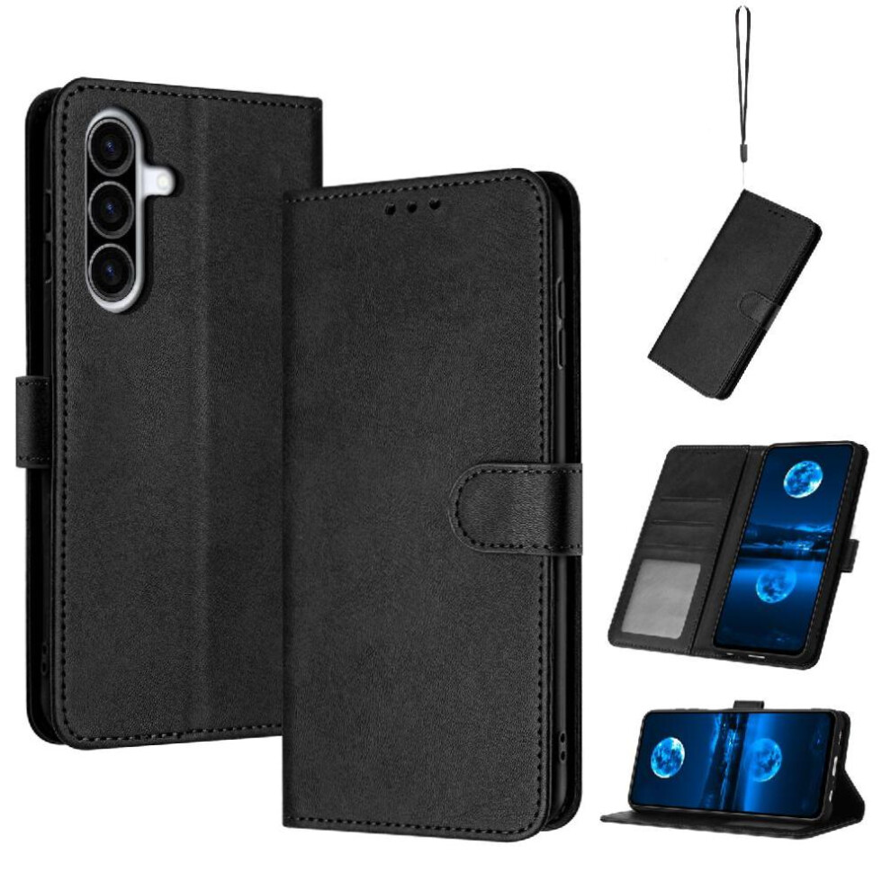 () Flip Case For Samsung Galaxy A57 5G With Buckle Pu Leather Pure Colour With Card Slot Kickstand 764563208494