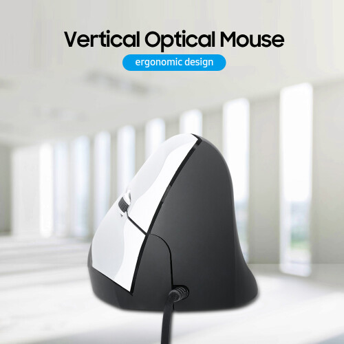 Vertical Wired Ergonomic Optical Mouse, Black, 3 Keys, 1277cm 1