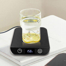 Kaffeetassen-Wärmer mit Temperaturanzeige, 12-Stunden-Timer, 20W, 11,7x9,9cm, Schwarz