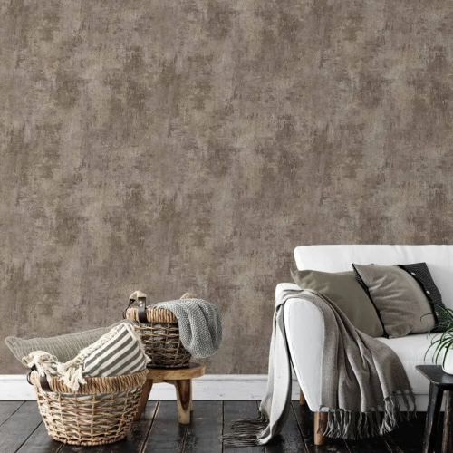 Muriva Chocolate Brown Concrete Effect Wallpaper Cove Texture