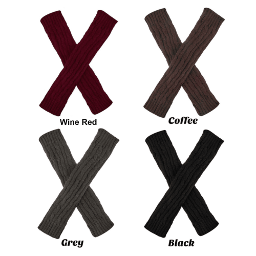 Knitted Arm Warmers with Thumb Hole 4 Pairs 1