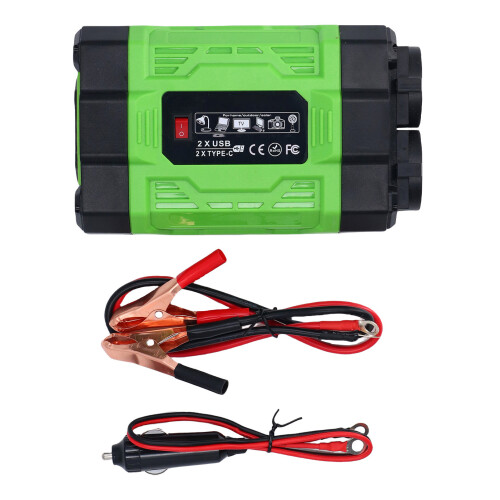 200W Kfz-Wechselrichter 12V-220V ABS 2 USB 2 Type-C 1