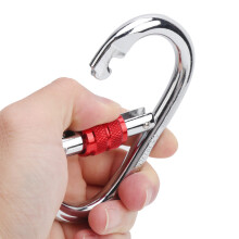 Silver and Red Alloy Steel Carabiner 25KN Safety Buckle 6cm