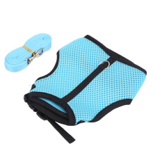 Adjustable Mini Pet Vest Harness & Leash Set Mesh Light Blue for Bunny Guinea Pig