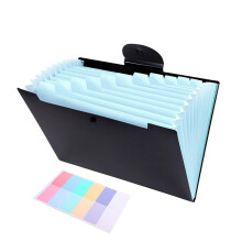 Xechez Accordion File Folder, 12-Pocket Letter-Size Organizer for Documents & Receipts, Portable Filing Folder for Home, School, Office (13"x10", 1