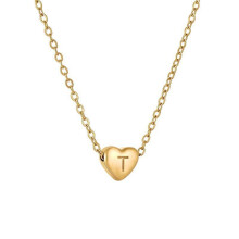 Initialer anheng halskjede for menn og kvinner, 18 karat gullbelagt hjerteformet bokstav halskjede med store bokstaver fra AZ Figaro Chain Necklaces