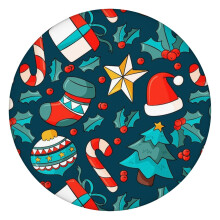 Spill-Resistant Christmas Round Tablecloth, 44 Inch with Elastic Edge for Hassle-Free Cleanup After Holiday Parties and Dinners