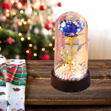 Eternal Rose in Glass Dome – Light-Up Preserved Rose Gift for Women, Birthday, Valentine’s, Mother’s Day – Under $5, Compatible with All Decor