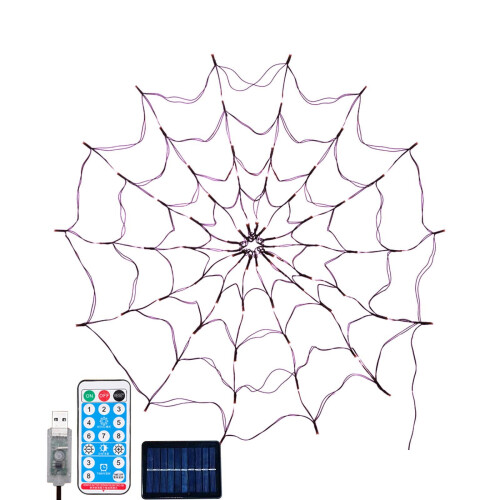 Halloween spinnenweblampjes met zwarte spin (10m)