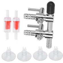 Aquarium Check Valve Fish Tank Oxygen Tube Suction Cups - Stainless Steel 2 Way