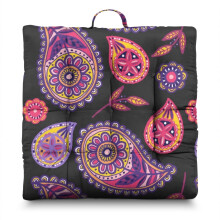 Paisley Meditation Mat, Boho Floor Pillow for Sitting on Floor, Yoga Cushion for Home and Garden 22 x 22