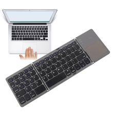Portable Bluetooth Folding Keyboard 63 Keys with TouchPad, Rechargeable, Black