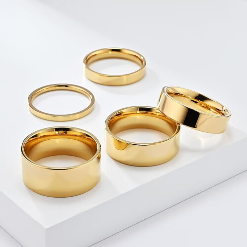 Stainless Steel Minimalist Ring Gold Size 6 1