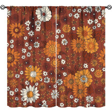 Vintage floral curtains boho daisy pattern 63" W x 63" L