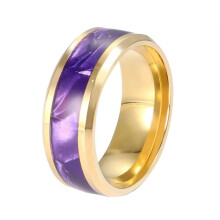 Stainless Steel Purple Thumb Ring for Men, 8mm