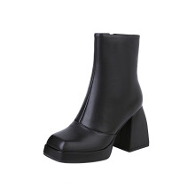 Damskie buty w jednolitym kolorze, grube, na wysokim obcasie