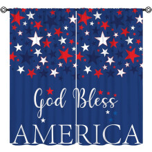 4th of July Curtains American Flag Red Blue Stars 2 Panels
