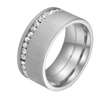 Alliance pour femme en acier inoxydable argenté, 10 mm, taille 9