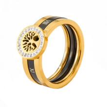 Bague Arbre de Vie pour femme en acier inoxydable doré, taille 9