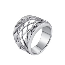Bague croisée pour femme en acier inoxydable argenté, taille 7