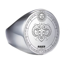Alliance en acier inoxydable, signe du zodiaque argenté, taille 13