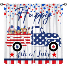 4th of July Curtains Gnome Star Truck Pattern Thermal