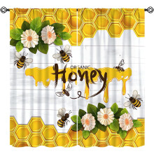 Bee Curtains Rustic Honey Pattern Rod Pocket Thermal Drapes