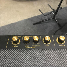 45Pcs Guitar AMP Amplifier Push  Fit Knobs Black with Gold Aluminum Cap Top Fits 6mm Diameter Pots